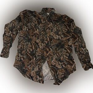 Passo Homme fall leaves leaf vintage retro long sleeve casual button up shirt 🍁🍂